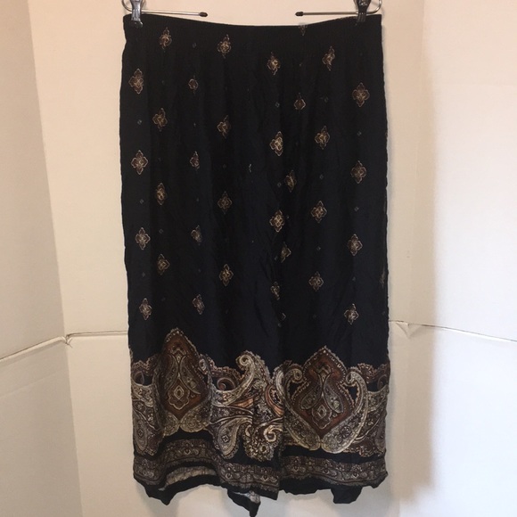 PRIVATE CONCEPTS VINTAGE MIDI SKIRT DARK ACADEMIA BLACK SIZE L 100% RAYON - Picture 2 of 4